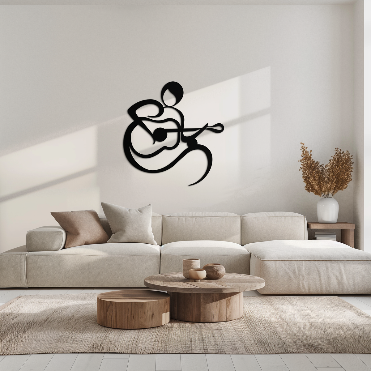 Metal Wall Art Guitarist Black Abstract Minimalist Modern Decor