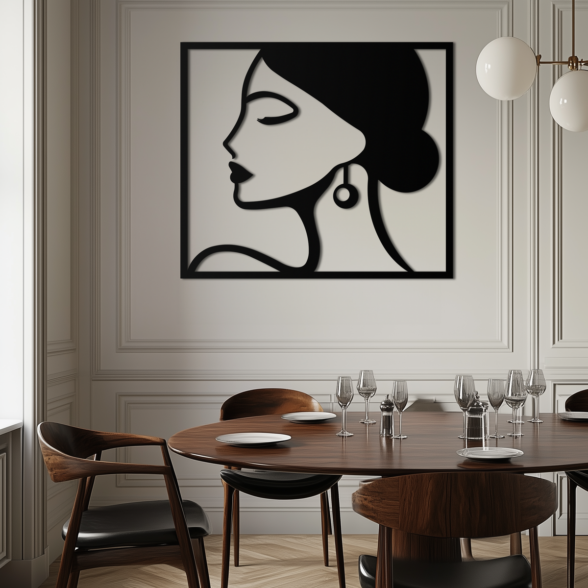 Matte Black Steel Female Silhouette Wall Art - Modern Abstract