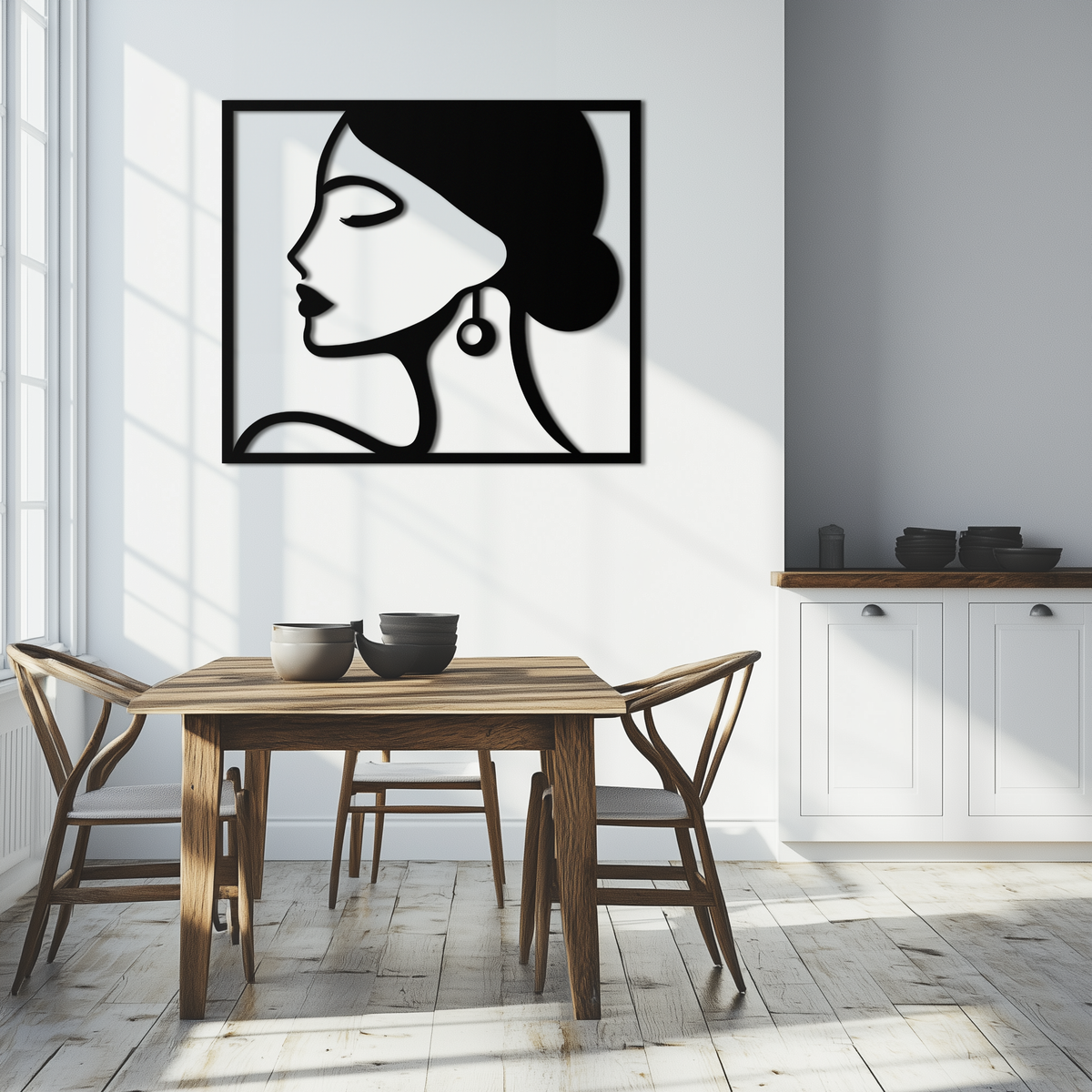 Matte Black Steel Female Silhouette Wall Art - Modern Abstract