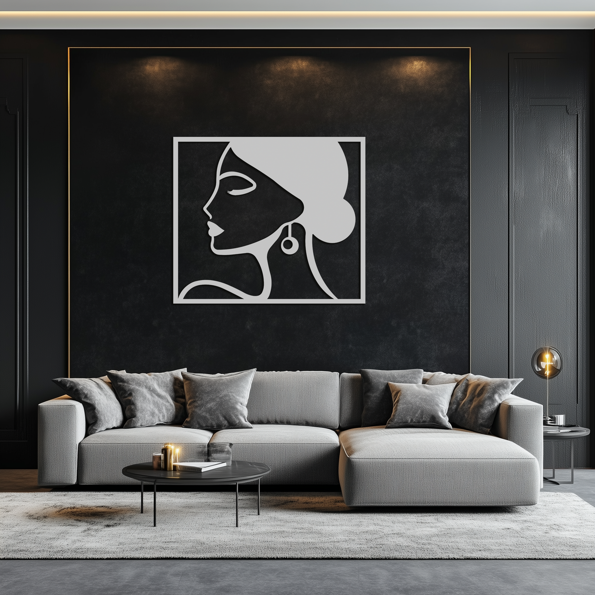 Matte Black Steel Female Silhouette Wall Art - Modern Abstract
