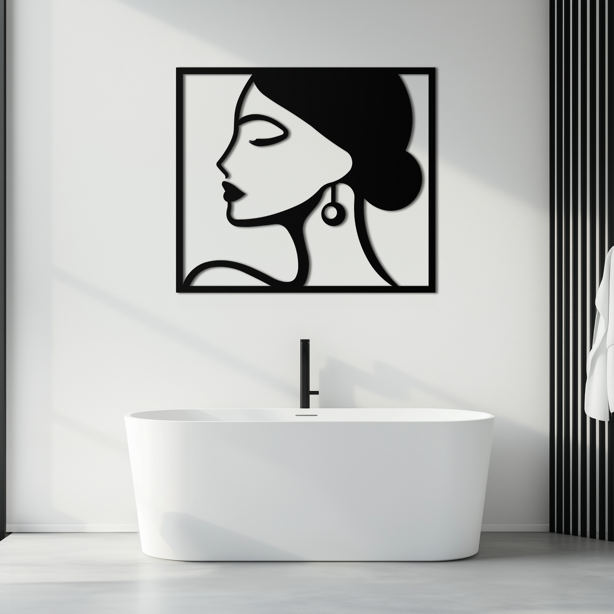 Matte Black Steel Female Silhouette Wall Art - Modern Abstract
