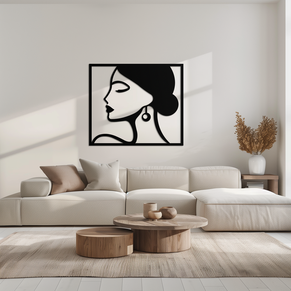 Matte Black Steel Female Silhouette Wall Art - Modern Abstract