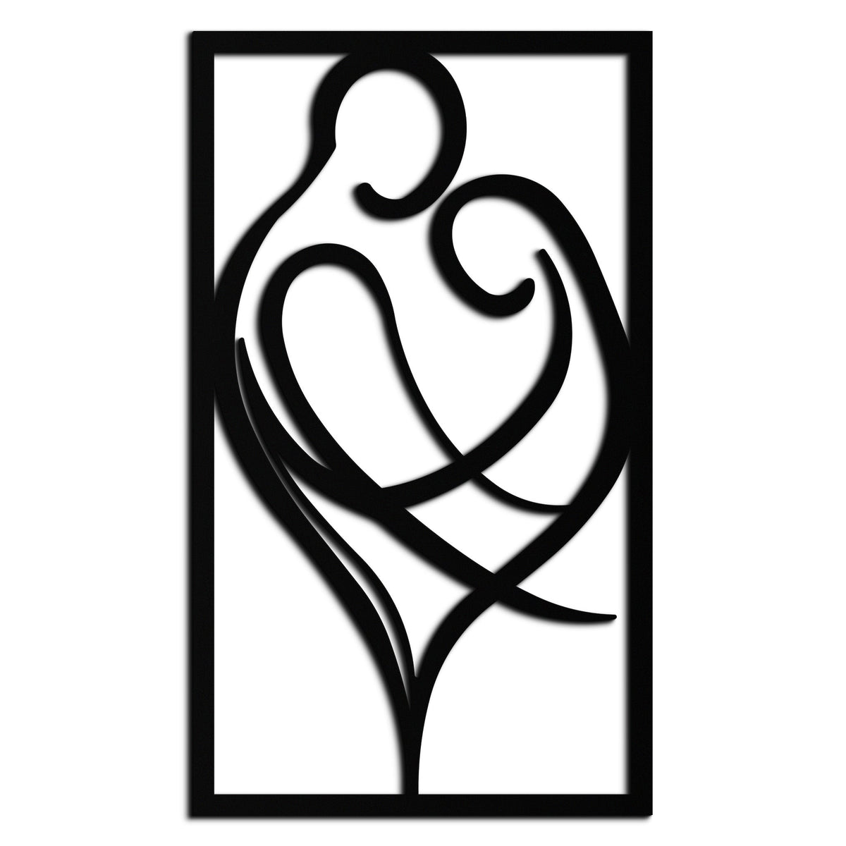 Black Metal Hugging Couple Wall Art - Modern Romantic Silhouette Design