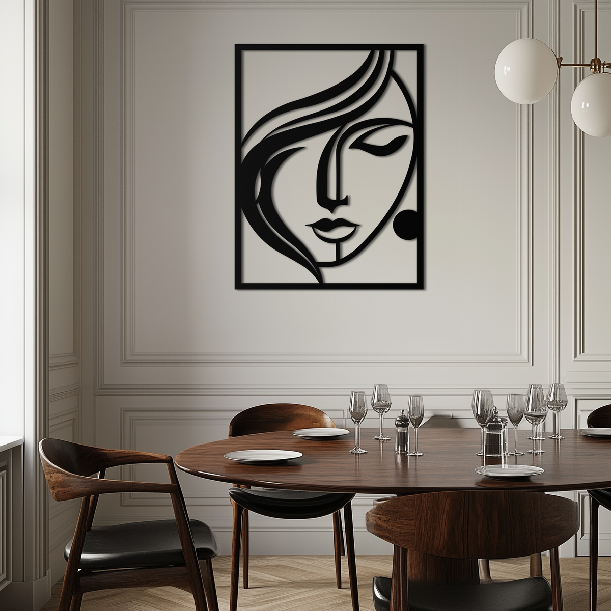 Black Metal Woman Silhouette Wall Art - Contemporary Minimalist