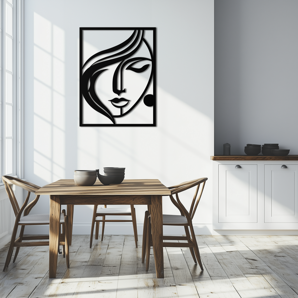 Black Metal Woman Silhouette Wall Art - Contemporary Minimalist