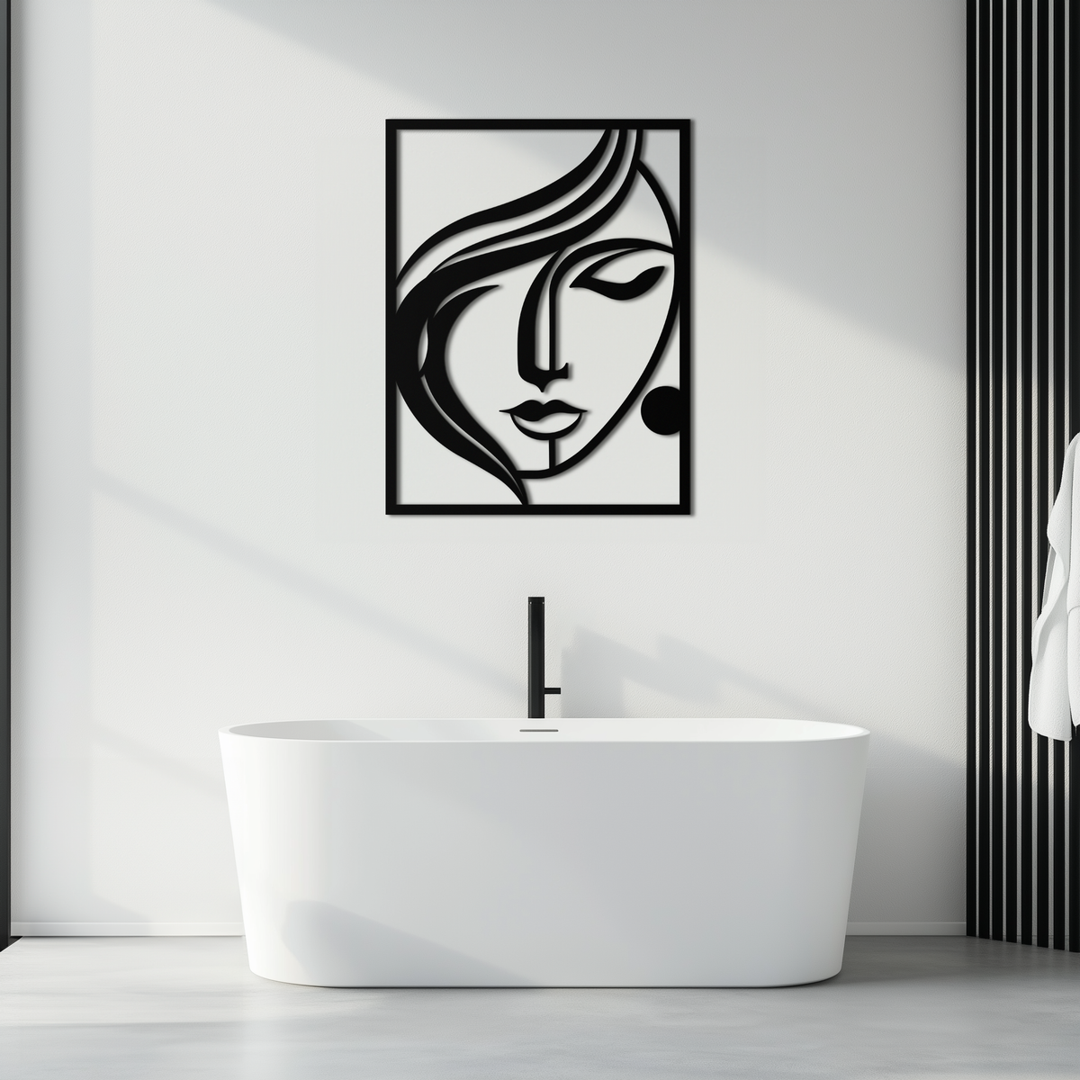 Black Metal Woman Silhouette Wall Art - Contemporary Minimalist