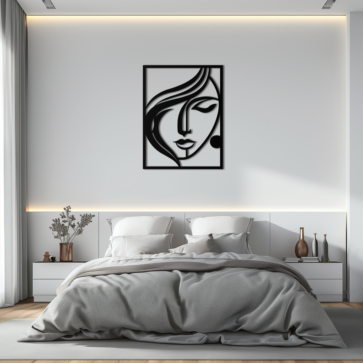 Black Metal Woman Silhouette Wall Art - Contemporary Minimalist