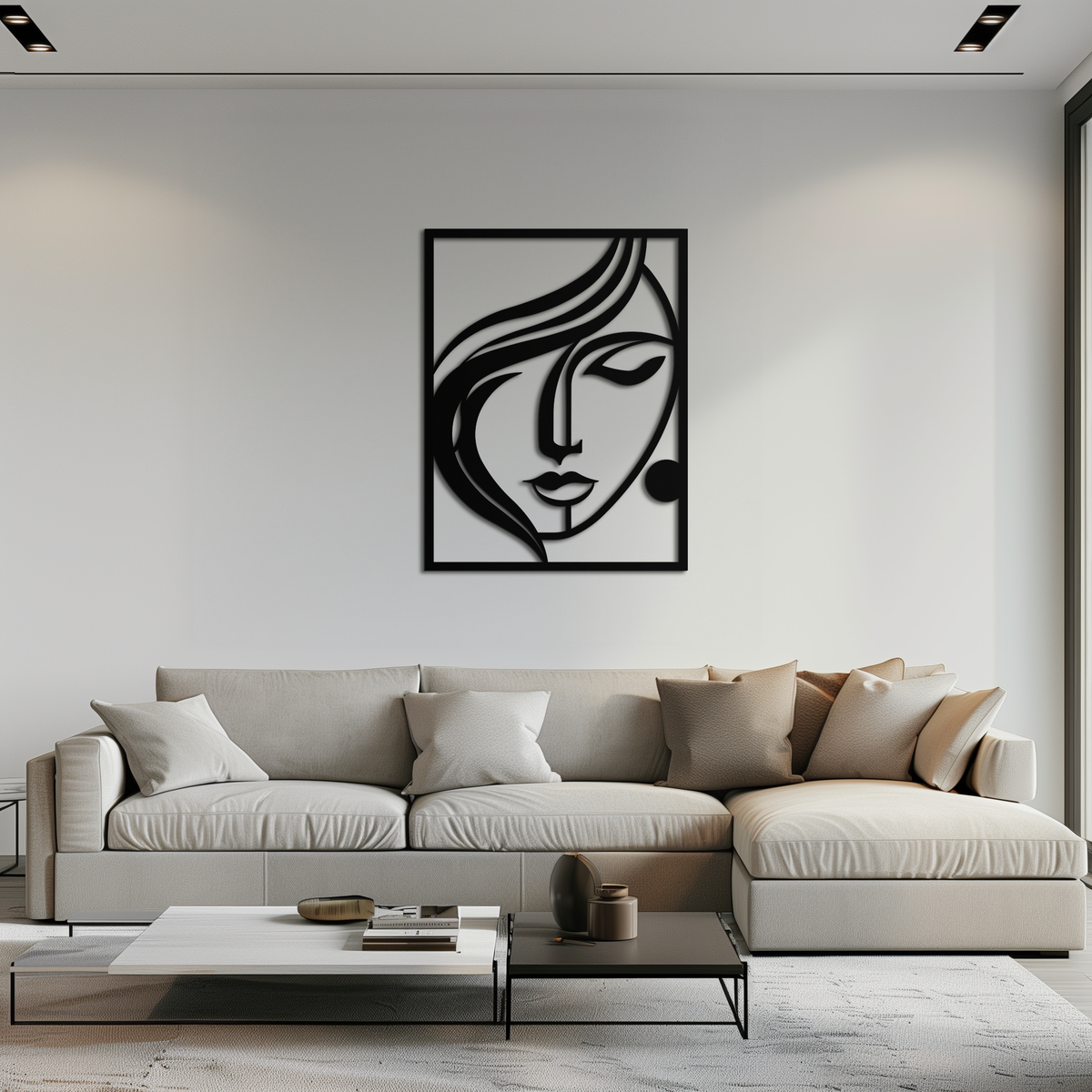 Black Metal Woman Silhouette Wall Art - Contemporary Minimalist