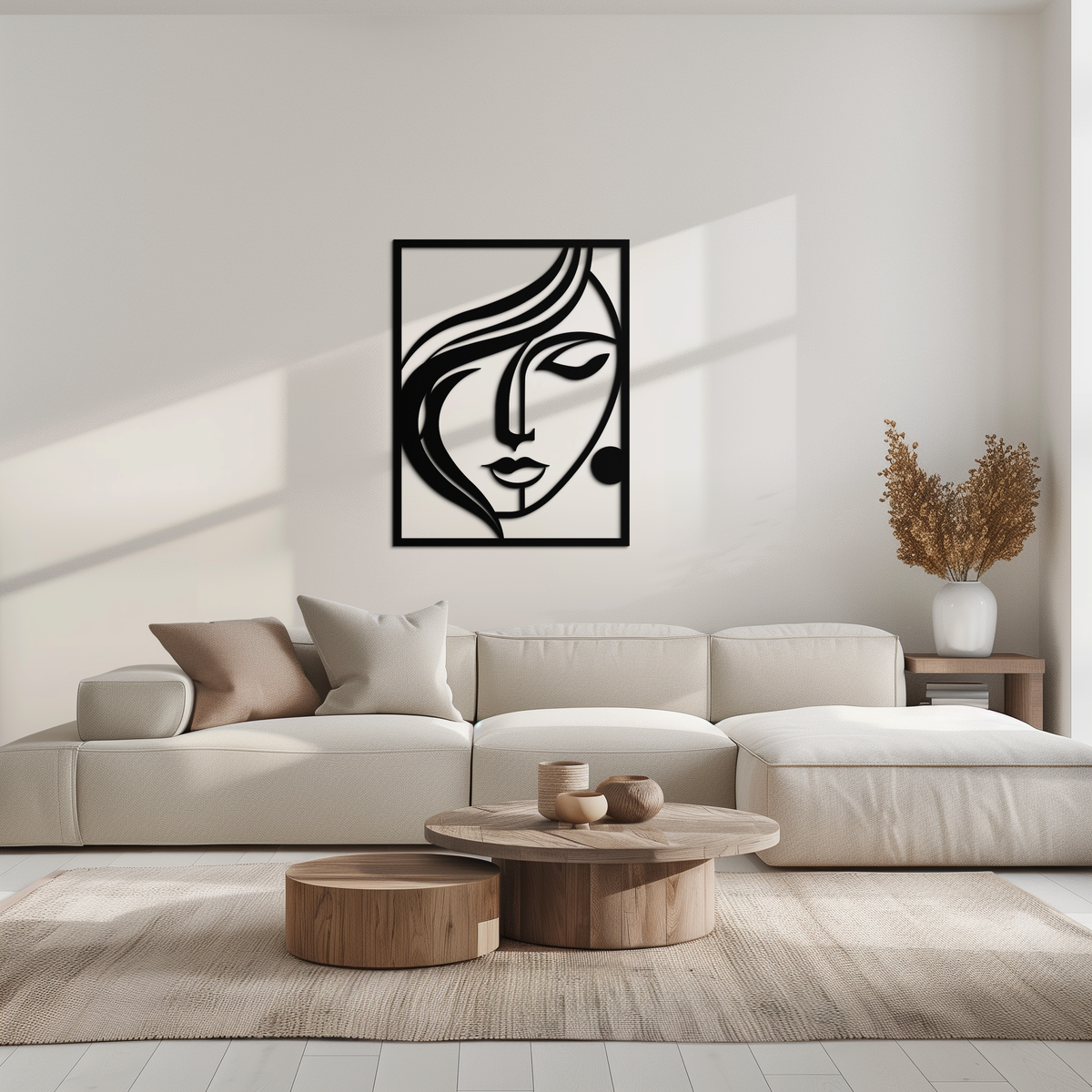 Black Metal Woman Silhouette Wall Art - Contemporary Minimalist