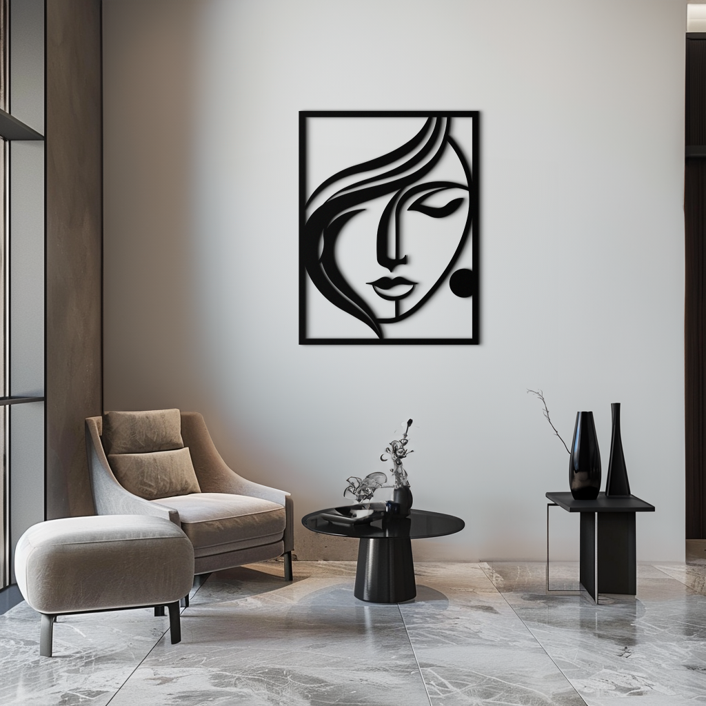 Black Metal Woman Silhouette Wall Art - Contemporary Minimalist