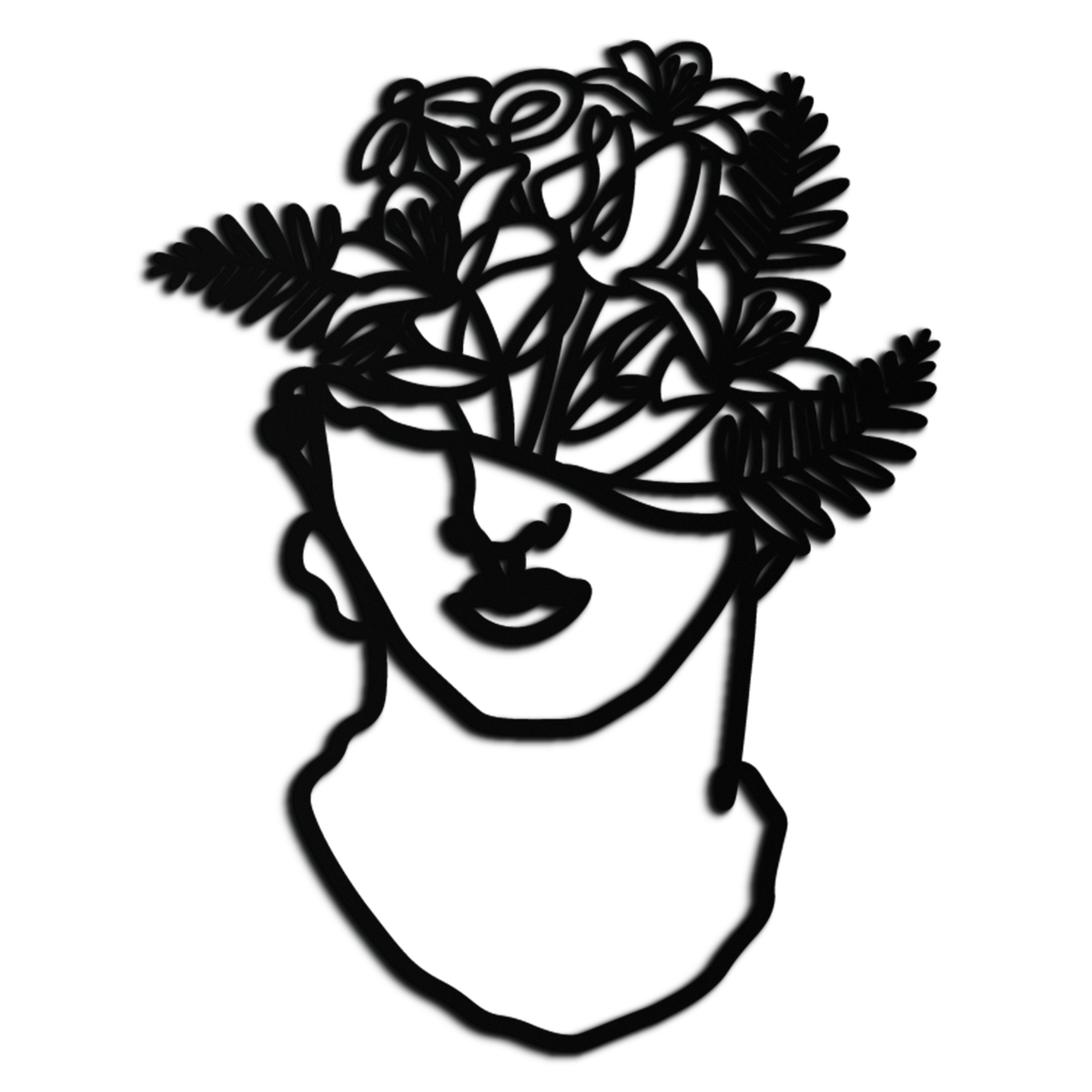 Metal Wall Art Floral Greek Statue Modern Abstract Minimalist Line Drawing Decor