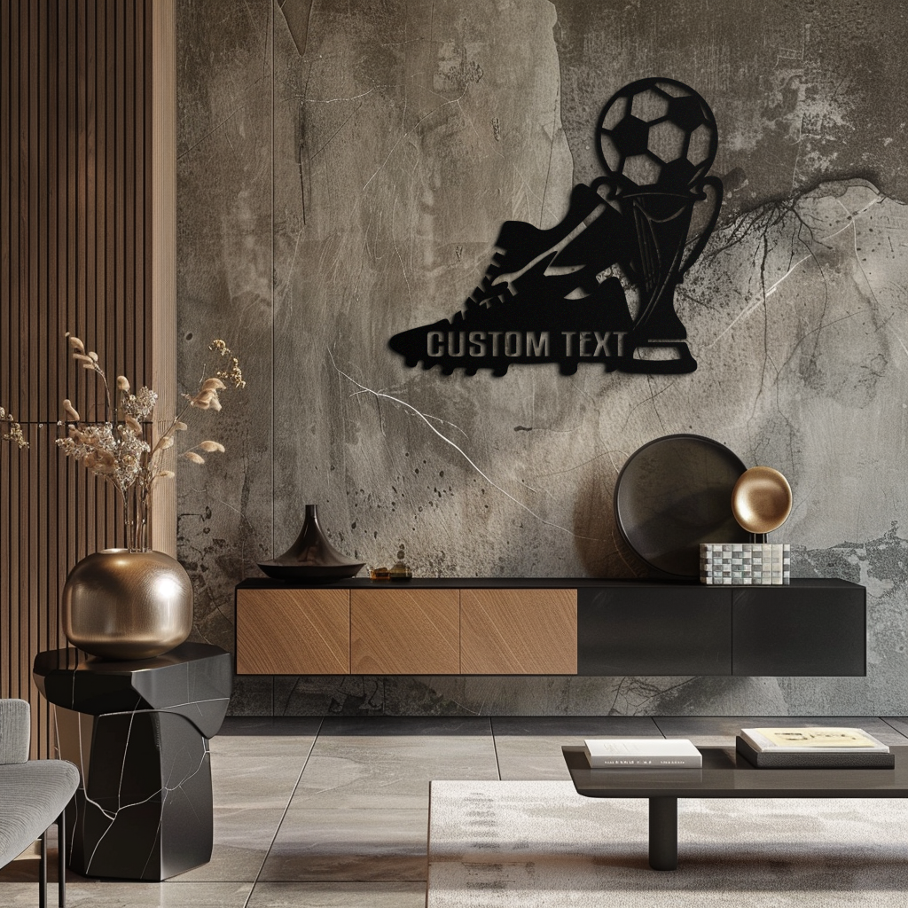 Custom Metal Soccer Trophy and Cleat Wall Art - Personalized