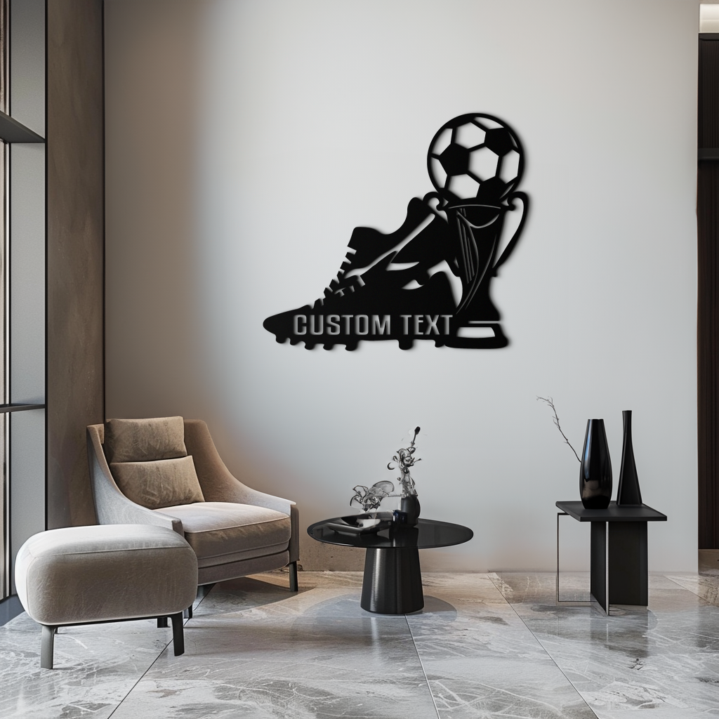 Custom Metal Soccer Trophy and Cleat Wall Art - Personalized