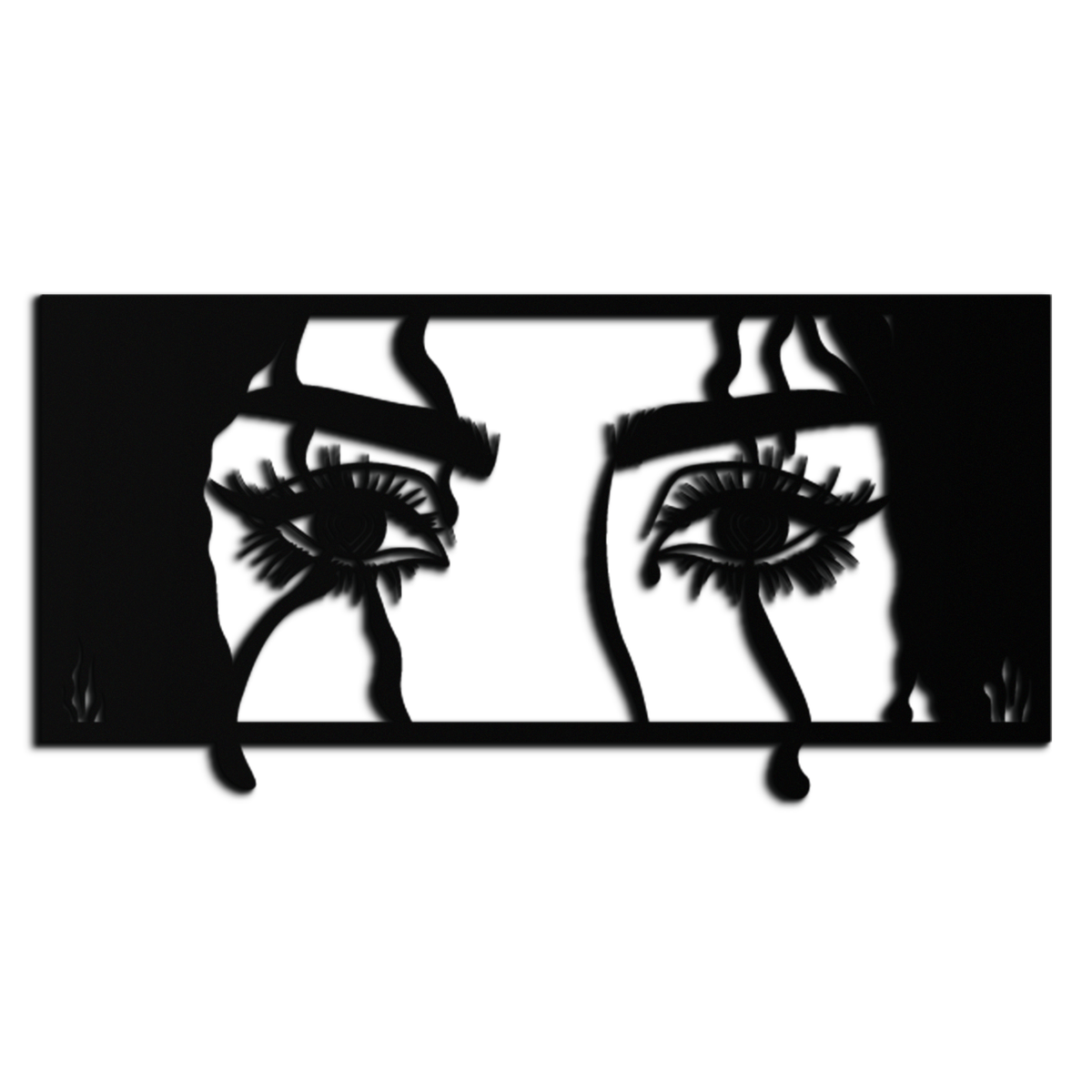 Black Steel Metal Wall Art Woman Eyes - Modern Minimalist Decor