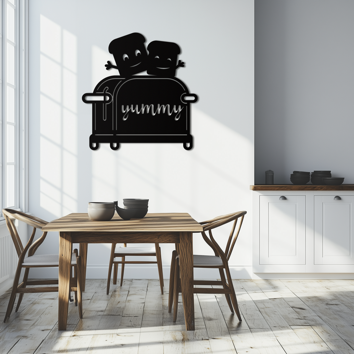 Metal Toast Wall Art - Cute Playful Smiling Characters Kitchen Decor