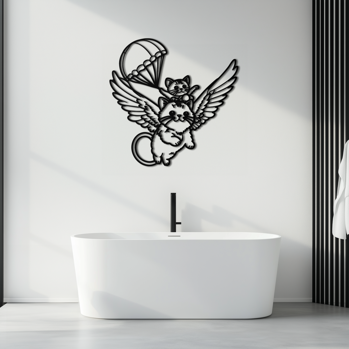 Metal Wall Art Flying Cats with Parachute Kids Nursery Decor