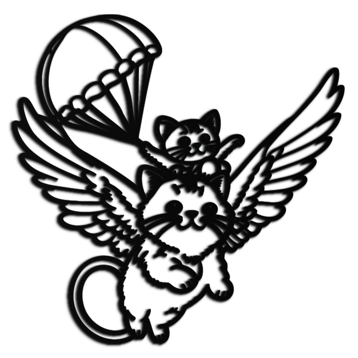 Metal Wall Art Flying Cats with Parachute Kids Nursery Decor