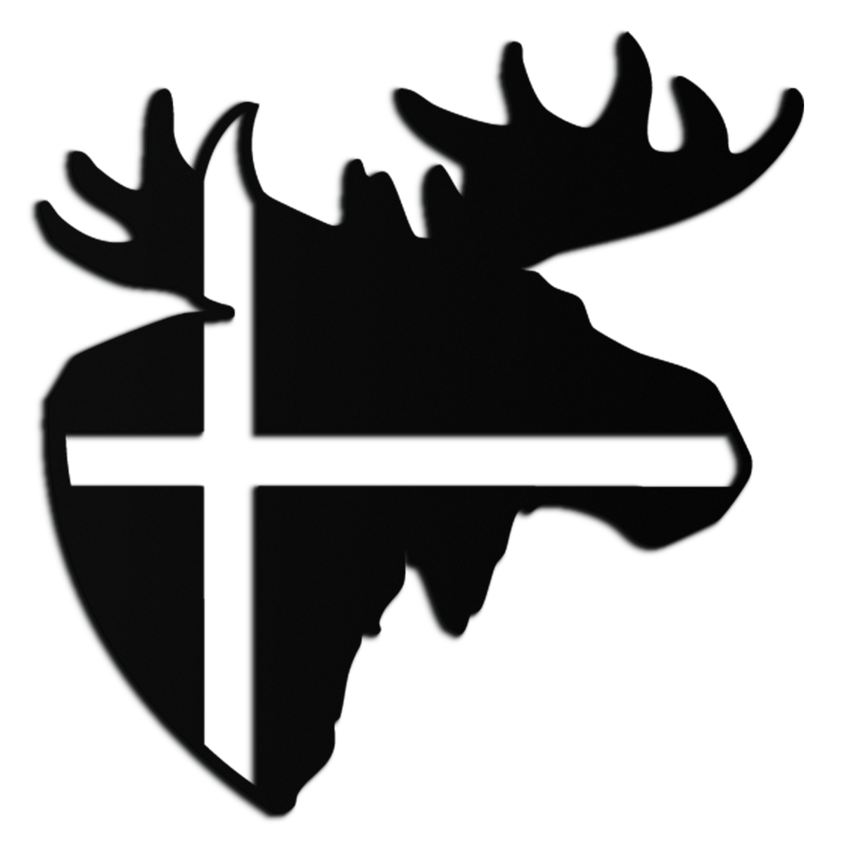 Matte Black Metal Moose Silhouette Wall Art with Nordic Scandinavian Cross Design