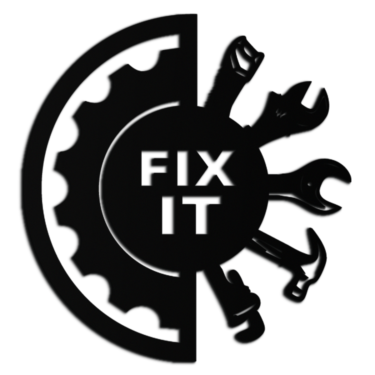Black Steel Metal Wall Art - Industrial Gear and Tool Silhouette