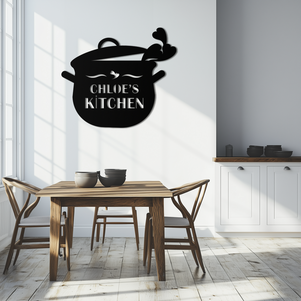 Metal Wall Art Cute Smiling Cooking Pot with Heart Steam - Playful Kitchen Decor