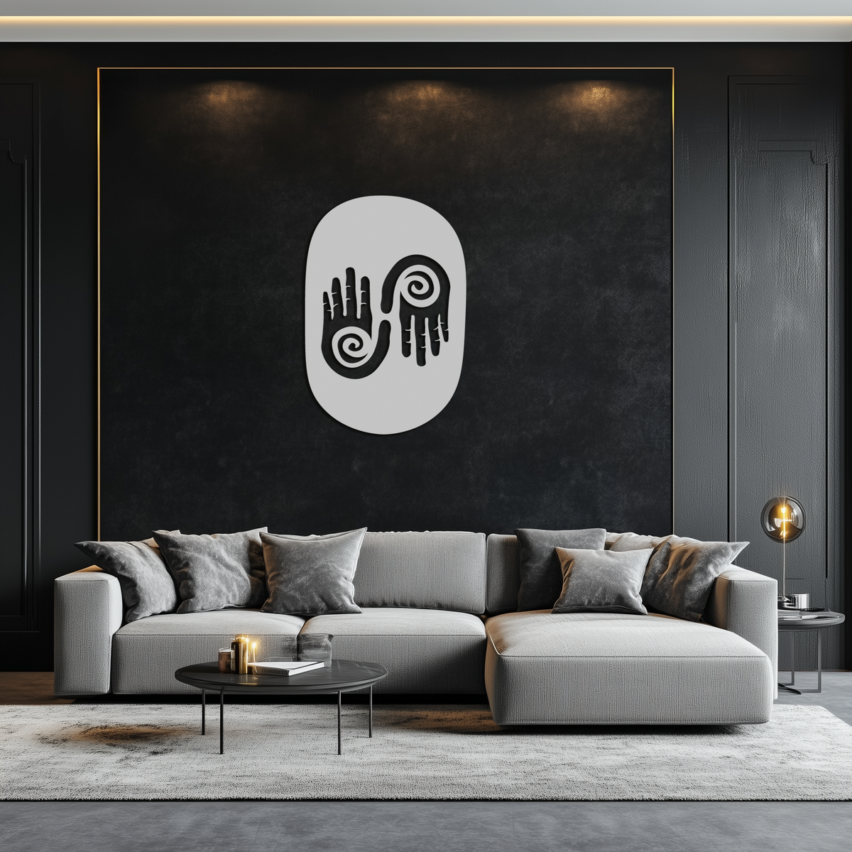Modern Black Steel Wall Art - 3D Spiral Hands Abstract Decor