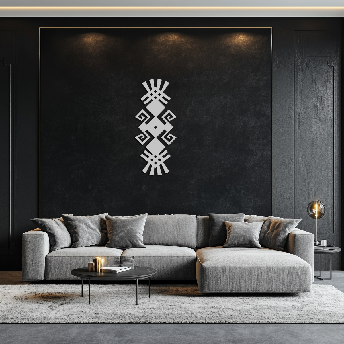 Black Steel Tribal Ethnic Metal Wall Art - Geometric Abstract Bohemian Matte Finish