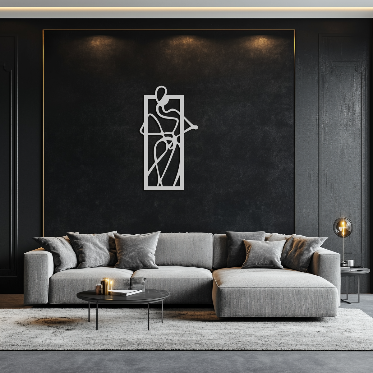Black Steel Wall Decor - Minimalist Woman Line Art Silhouette