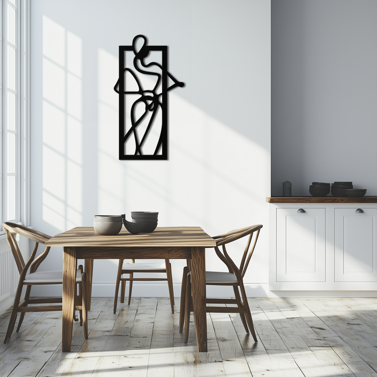 Black Steel Wall Decor - Minimalist Woman Line Art Silhouette