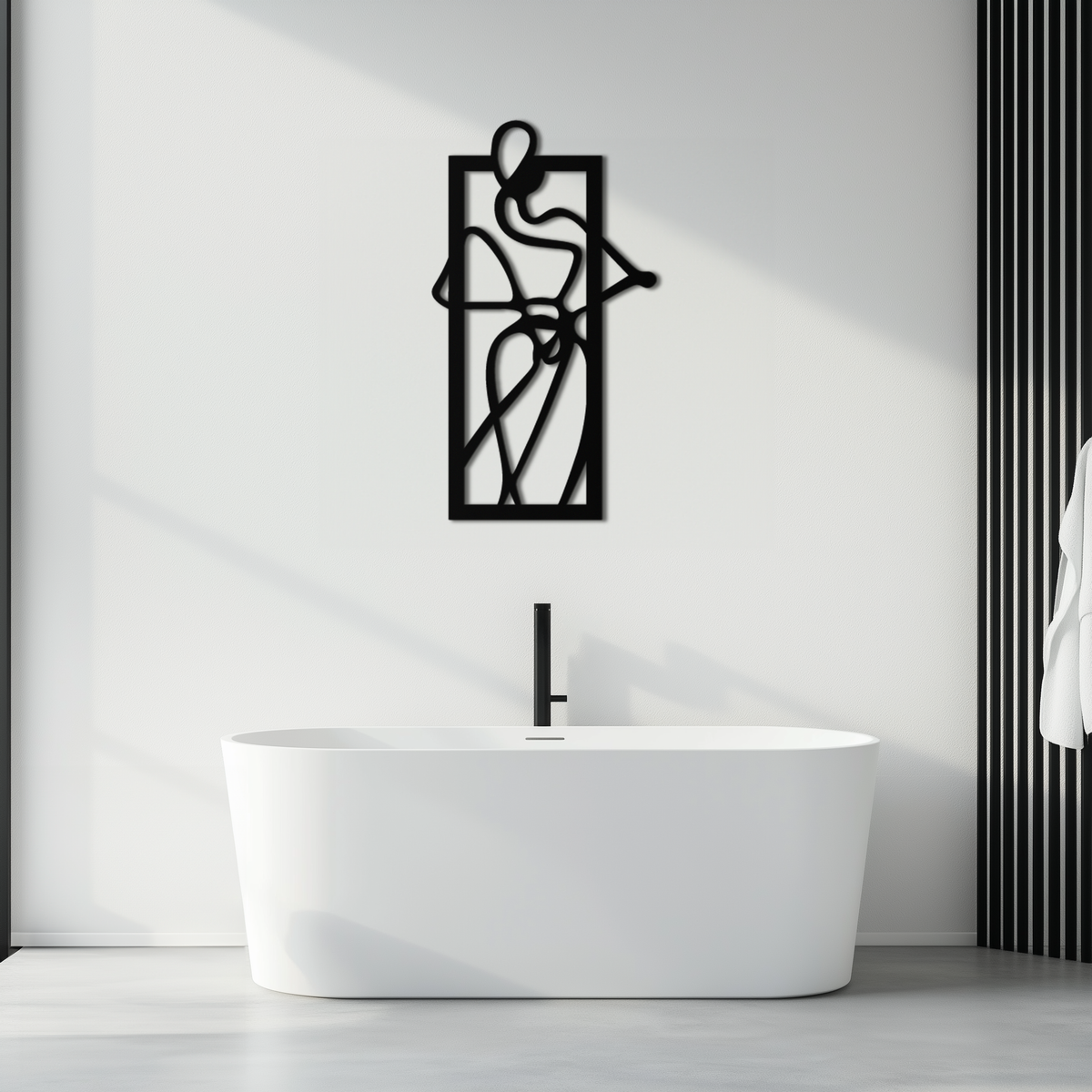 Black Steel Wall Decor - Minimalist Woman Line Art Silhouette