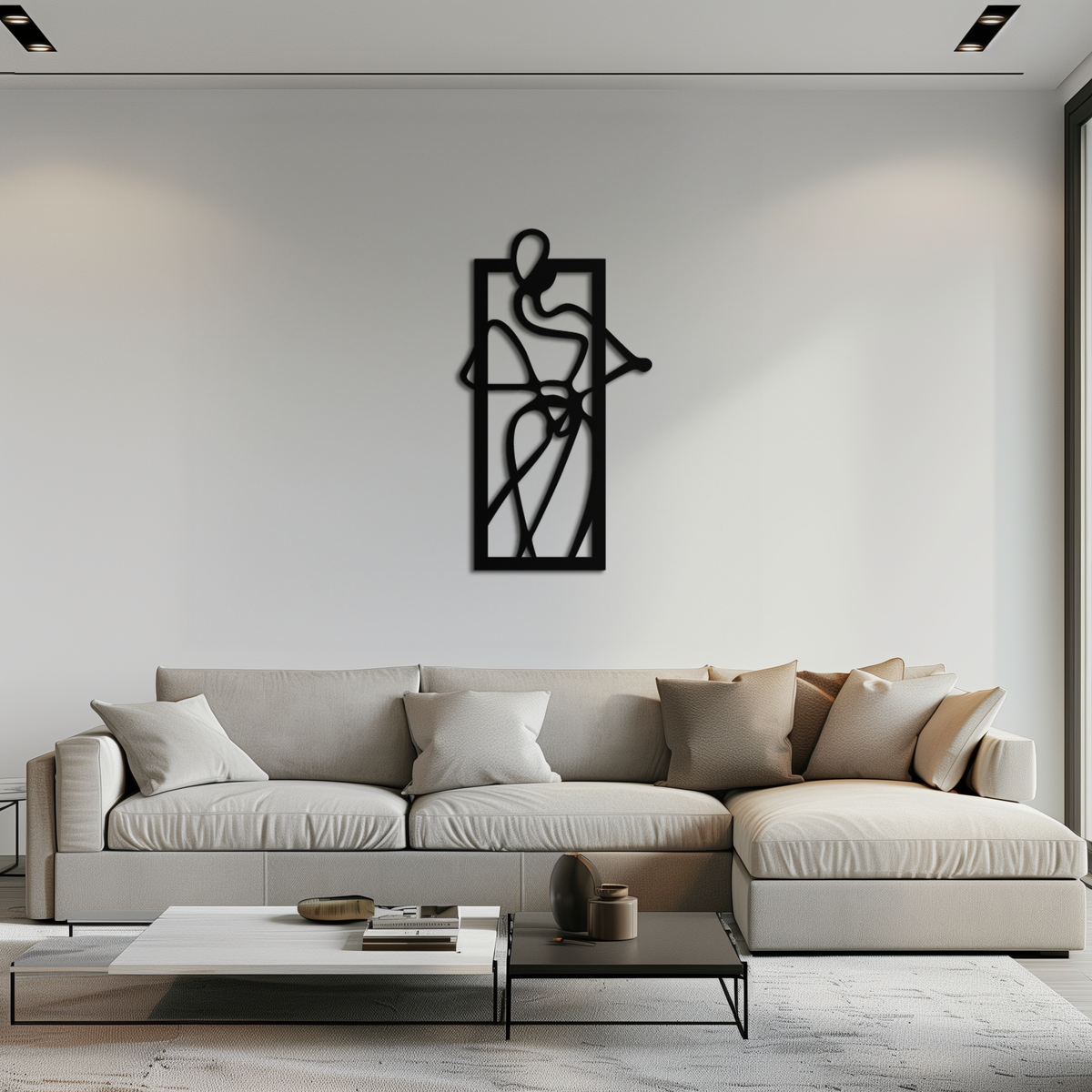 Black Steel Wall Decor - Minimalist Woman Line Art Silhouette