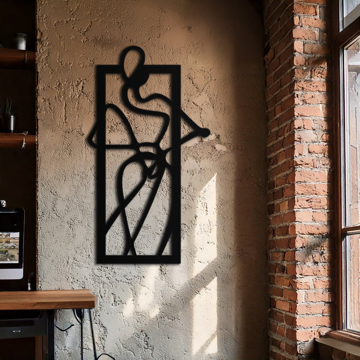Black Steel Wall Decor - Minimalist Woman Line Art Silhouette