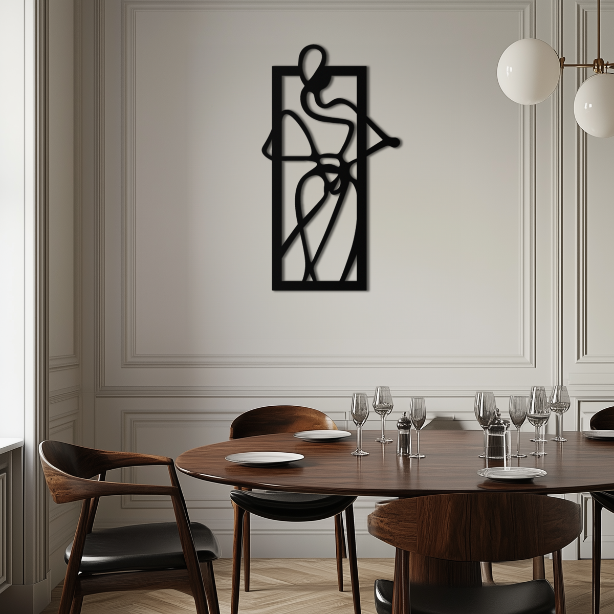 Black Steel Wall Decor - Minimalist Woman Line Art Silhouette