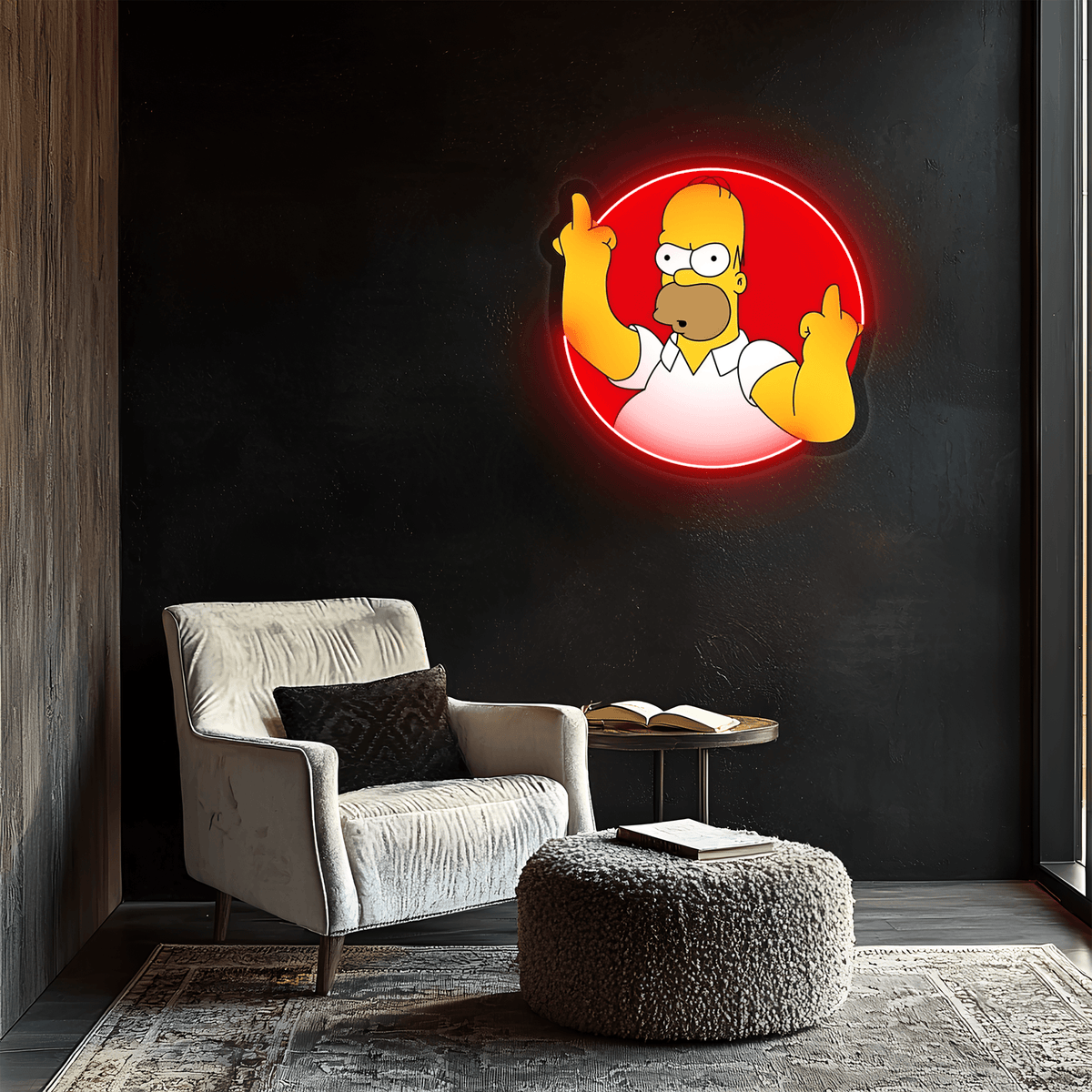Homer Simpson Pop Culture Neon Sign - Hand Crafted UV Print Art