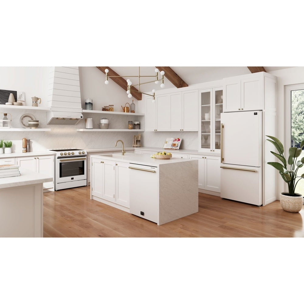 Forno Leonardo Espresso 30-Inch Slide-In White Induction Range, Convection Oven, 5 Cooking Zones, Touch Control Panel