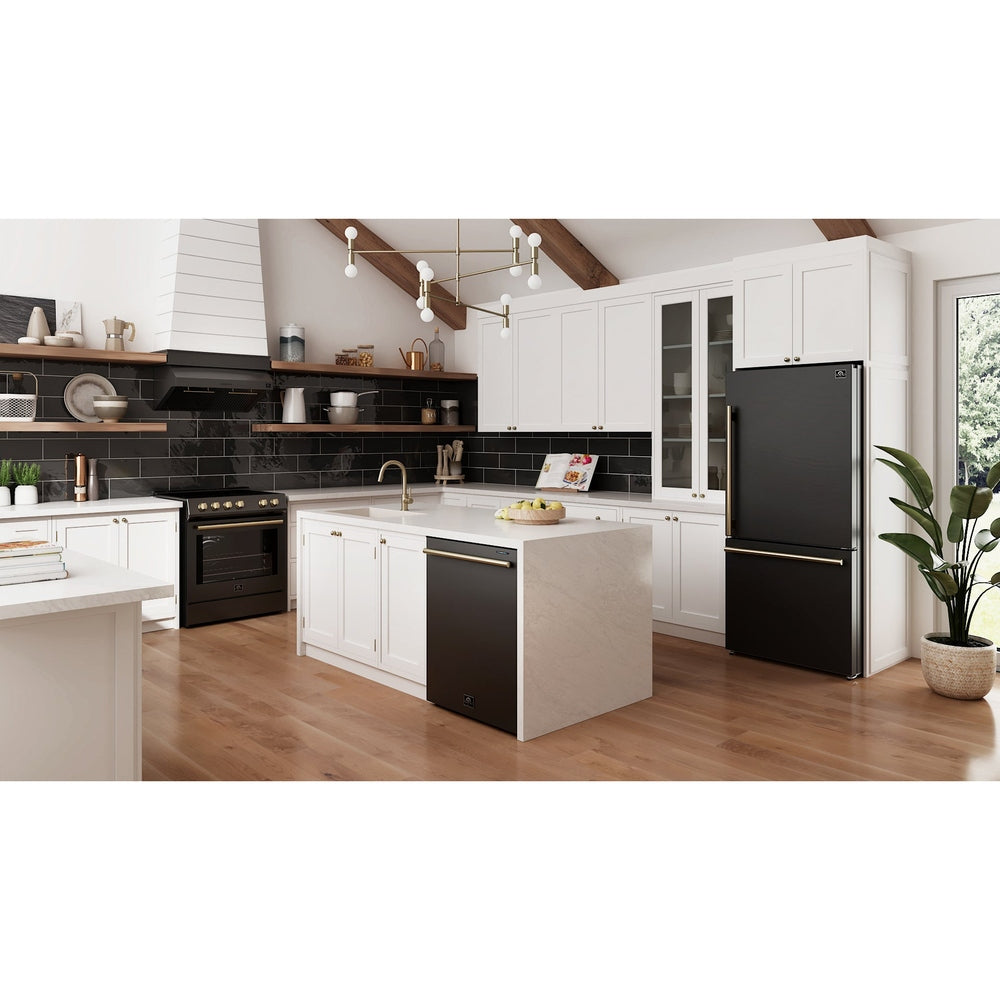 Forno Milano Espresso 31-Inch Bottom Freezer Refrigerator, Black, 17.2 cu.ft Capacity, Energy Efficient