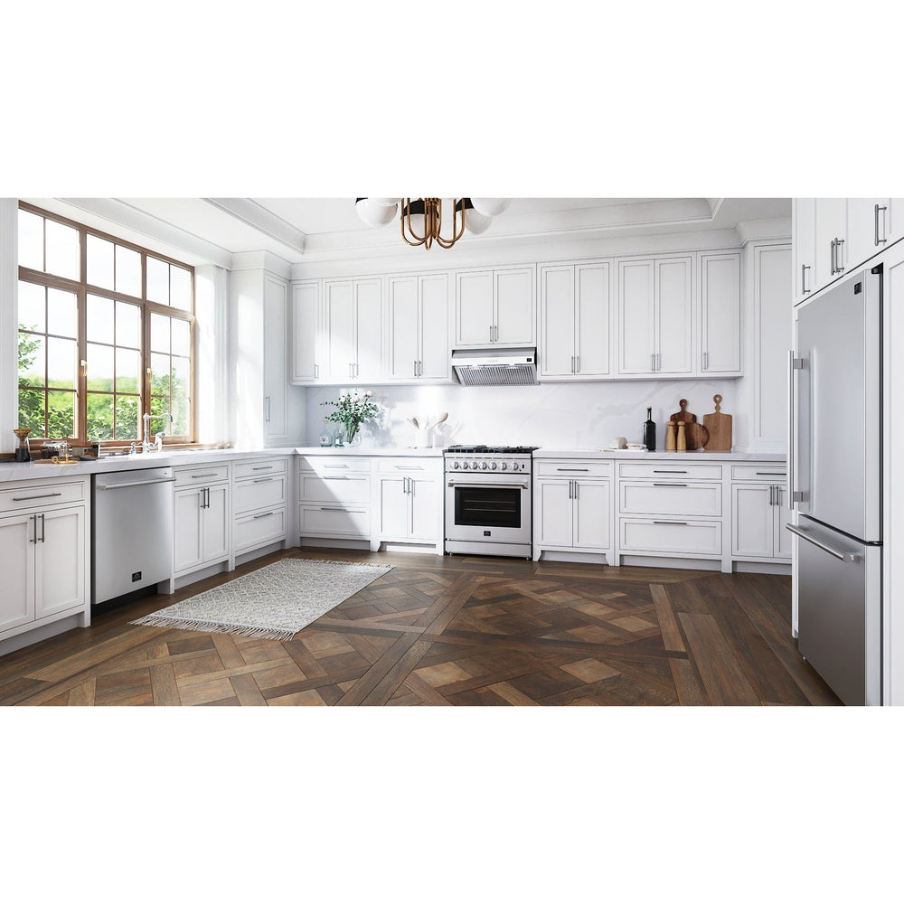 Forno Bari Espresso 30-Inch Under Cabinet Range Hood, Stainless Steel, 400 CFM, LED Lighting, Dishwasher-Safe Baffle Filters, 4-Speed Fan Control