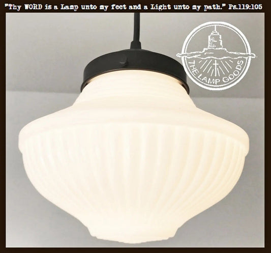 Vintage Traditional Milk Glass Pendant Light | 8.25"