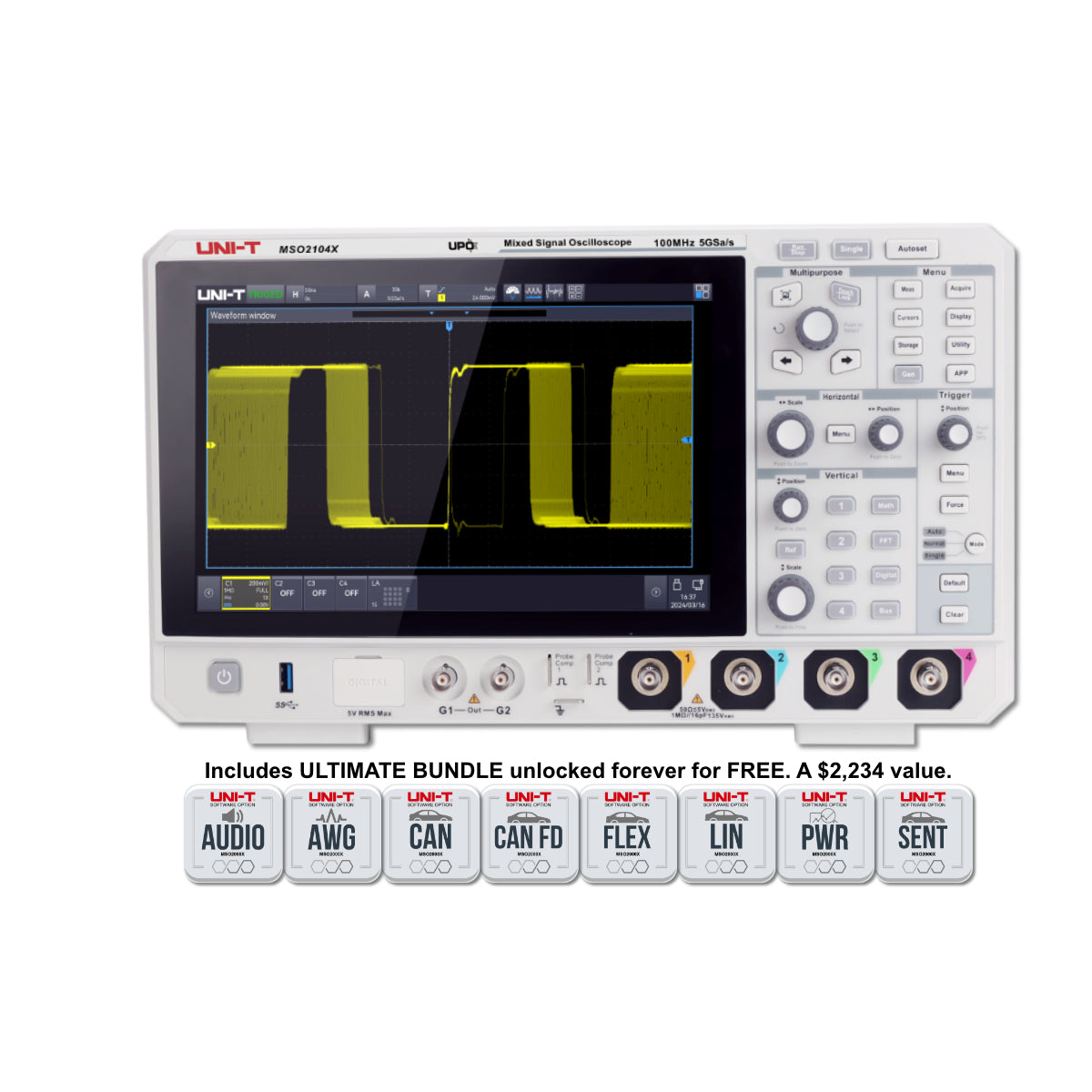 MSO2104X 100 MHz 4Ch Mixed Signal Oscilloscope