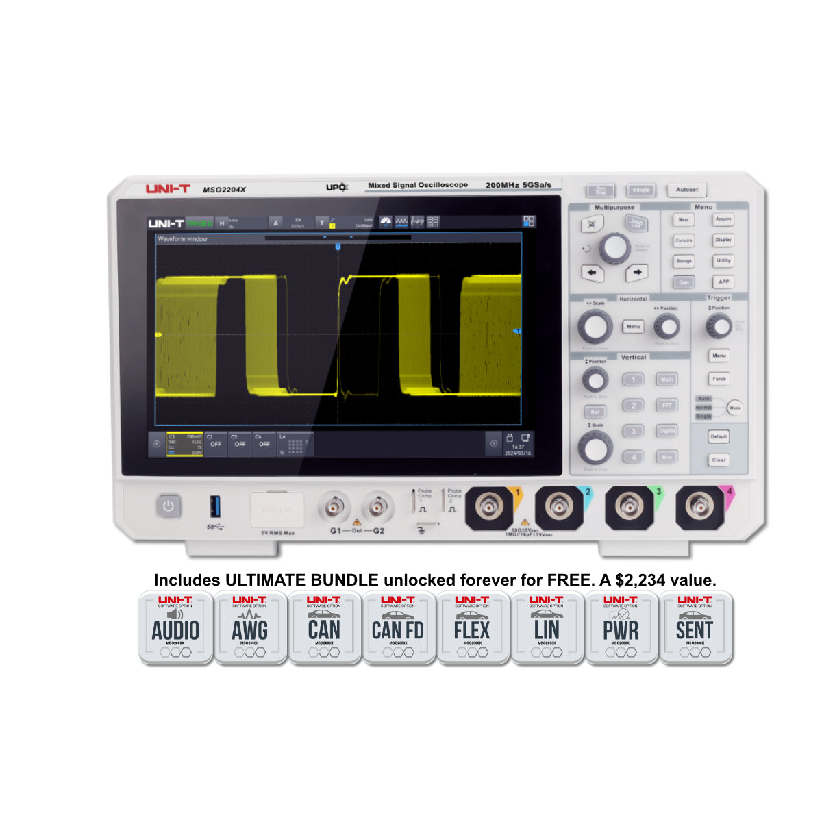 MSO2204X 200 MHz 4Ch Mixed Signal Oscilloscope