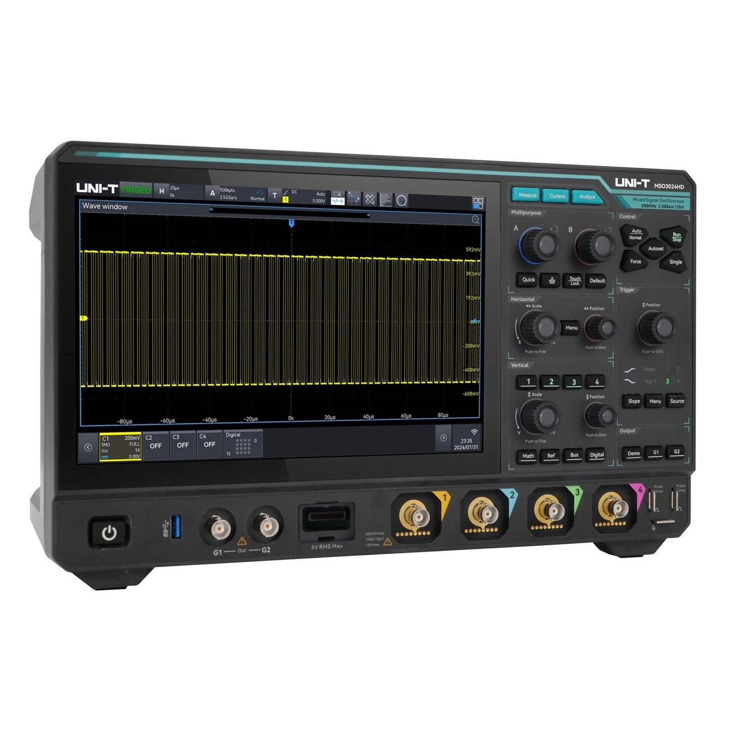 MSO3024HD 200 MHz 4Ch 12-Bit Mixed Signal Oscilloscope