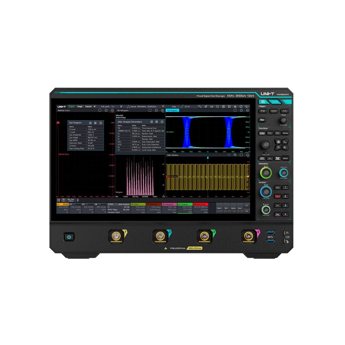 MSO8804HD Lab-Grade 8 GHz 4Ch 12-Bit Mixed Signal Oscilloscope