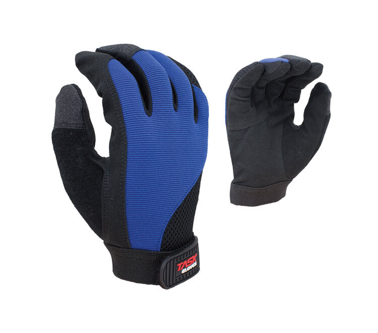 Task Gloves MT1002 Ergonomical Mechanic Synthetic Leather, Black palm/Blue back