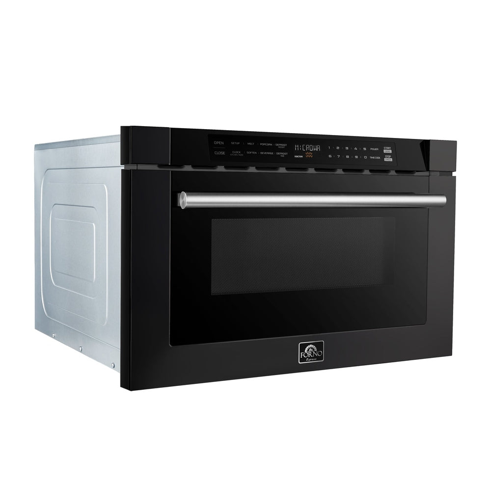 Forno Capoliveri Espresso 24-Inch Microwave Drawer, Black, 1.2 cu.ft, 900 Watts, Built-In, Touch Control LCD Display, Auto-Touch Open/Close, 11 Power Levels, Sensor Cooking