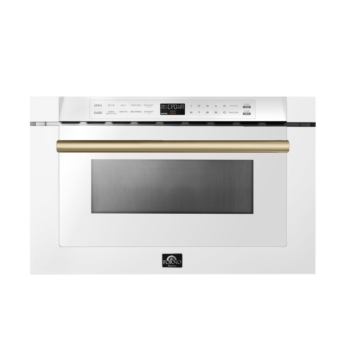 Forno Capoliveri Espresso 24-Inch Microwave Drawer, White, 1.2 cu.ft, 900 Watts, Built-In, Touch Control LCD Display, Auto-Touch Open/Close, 11 Power Levels, Sensor Cooking
