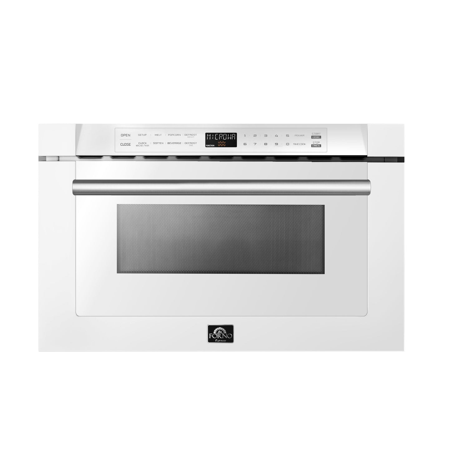 Forno Capoliveri Espresso 24-Inch Microwave Drawer, White, 1.2 cu.ft, 900 Watts, Built-In, Touch Control LCD Display, Auto-Touch Open/Close, 11 Power Levels, Sensor Cooking