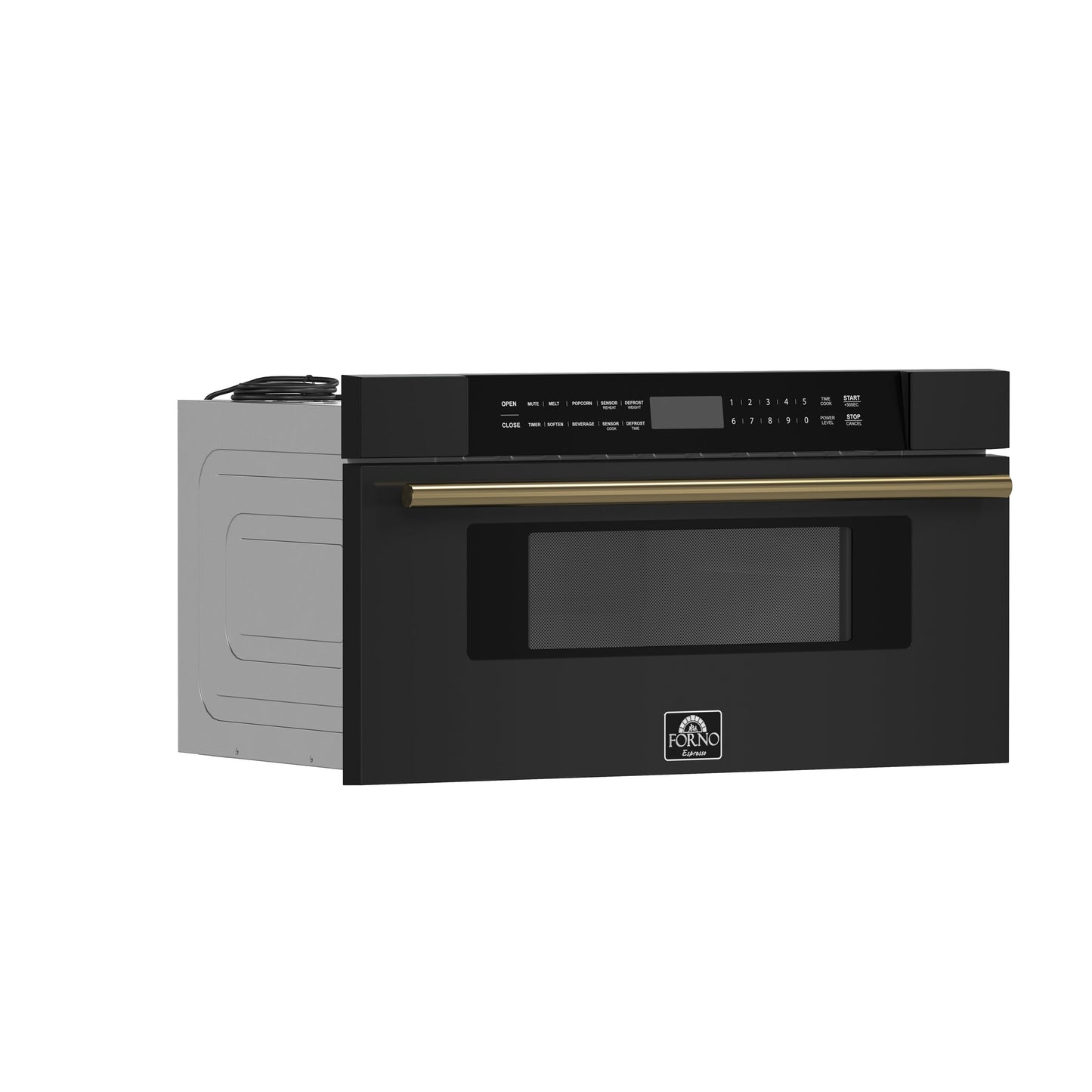 Forno Capoliveri Espresso 30-Inch Microwave Drawer, Black, 1.2 cu.ft, 900 Watts, Built-In, Touch Control LCD Display, Auto-Touch Open/Close, 11 Power Levels, Sensor Cooking