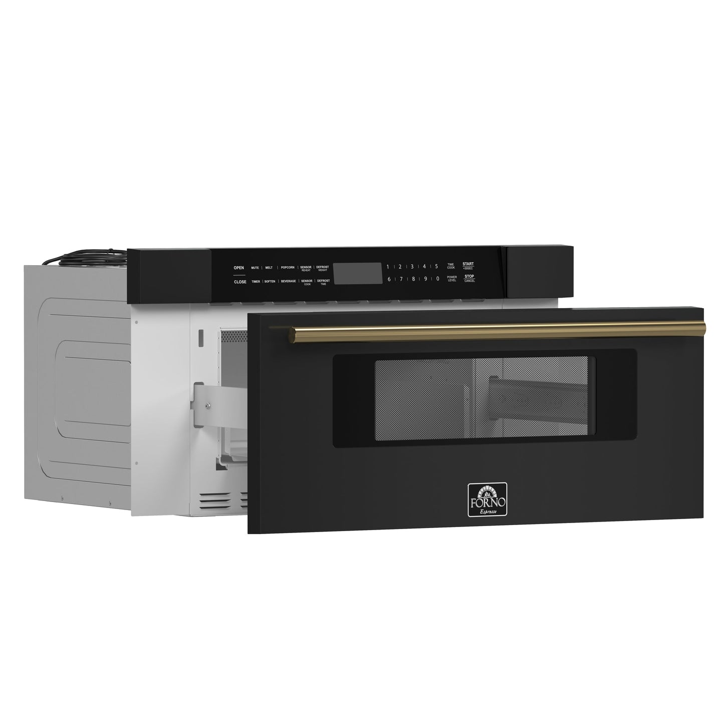 Forno Capoliveri Espresso 30-Inch Microwave Drawer, Black, 1.2 cu.ft, 900 Watts, Built-In, Touch Control LCD Display, Auto-Touch Open/Close, 11 Power Levels, Sensor Cooking