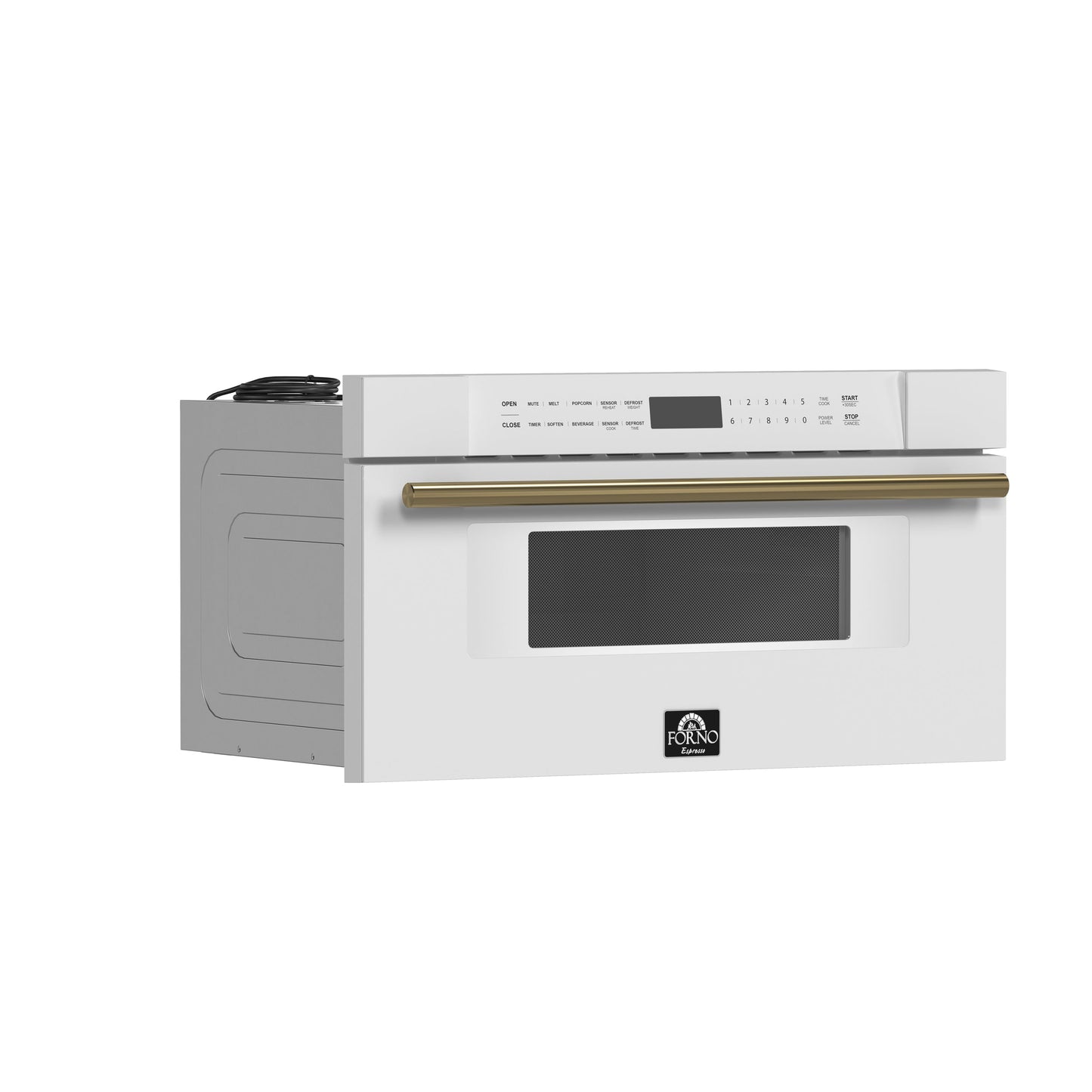 Forno Capoliveri Espresso 30-Inch Microwave Drawer, White, 1.2 cu.ft, 900 Watts, Built-In, Touch Control LCD Display, Auto-Touch Open/Close, 11 Power Levels, Sensor Cooking