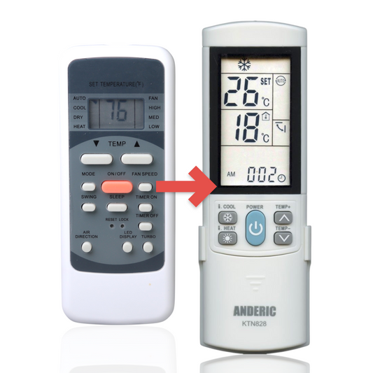 Anderic Substitute for Midea Rg51m5/eu Mini Split Air Conditioner Remote Control | LCD Temp control - 17317000000324 [KTN828]