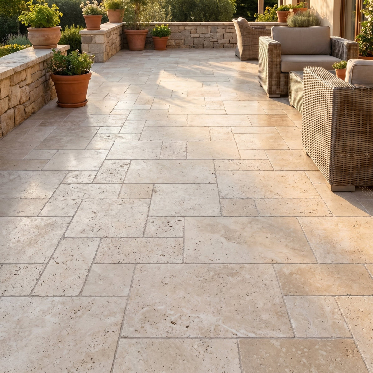 Travertine Miletos Ivory Tumbled Pavers